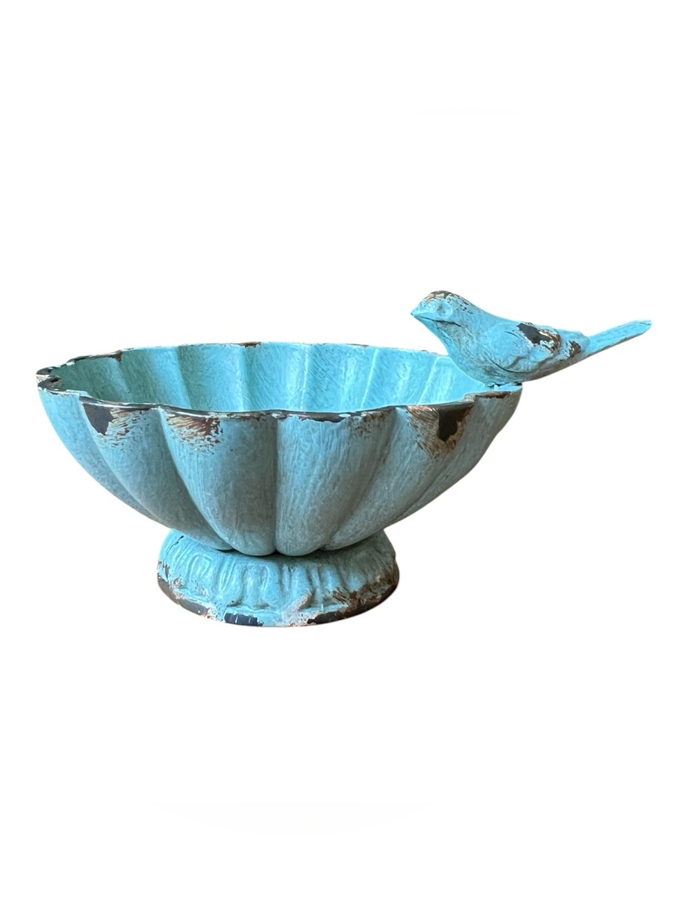 Pewter Vintage Scalloped Edge Bird Bowl